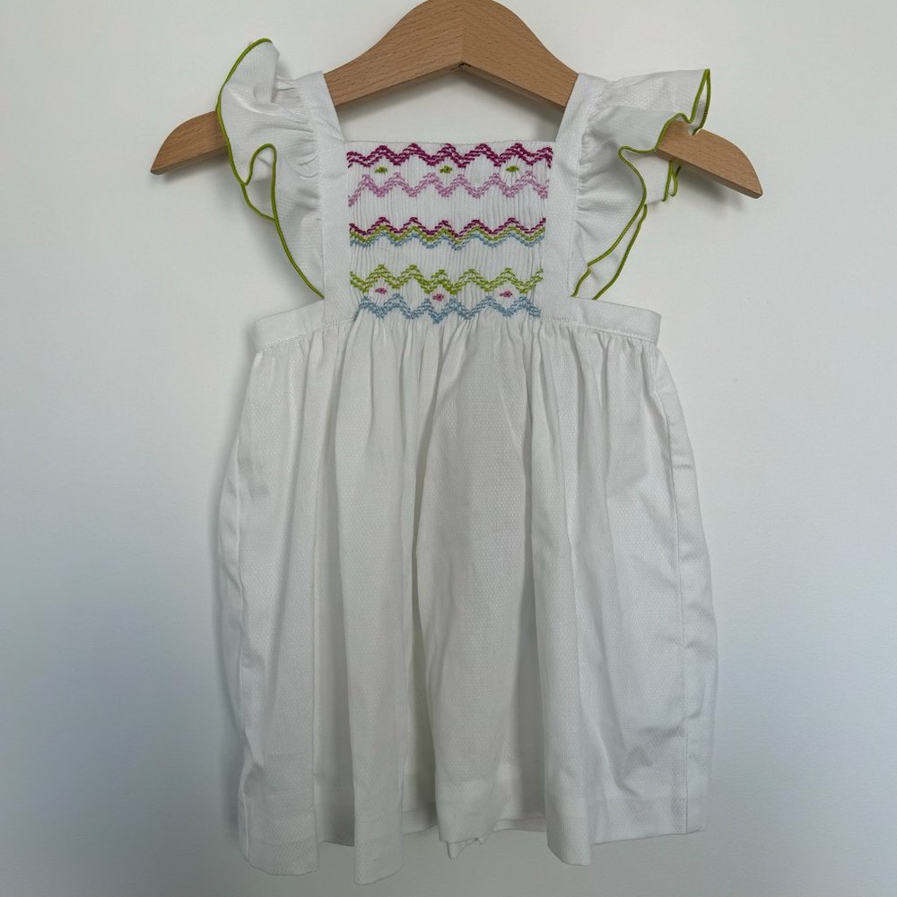 Jacadi White Emroidered Dress, Baby Girl, 12M